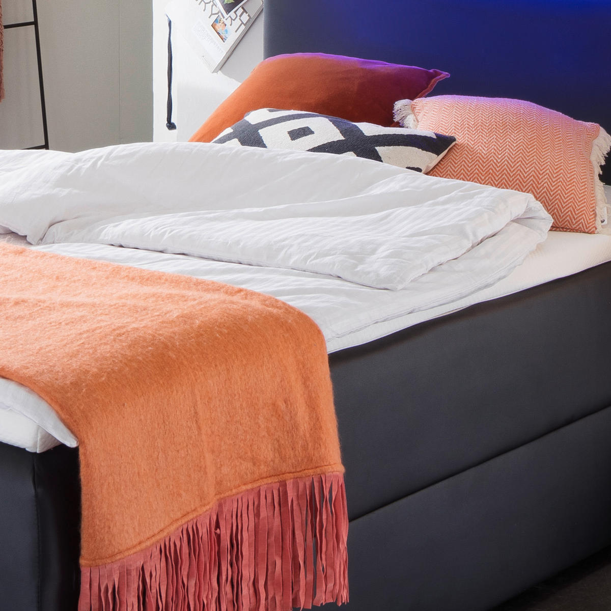 BOXBETT 140/200 cm  in Schwarz  - Edelstahlfarben/Schwarz, MODERN, Kunststoff/Textil (140/200cm) - Livetastic