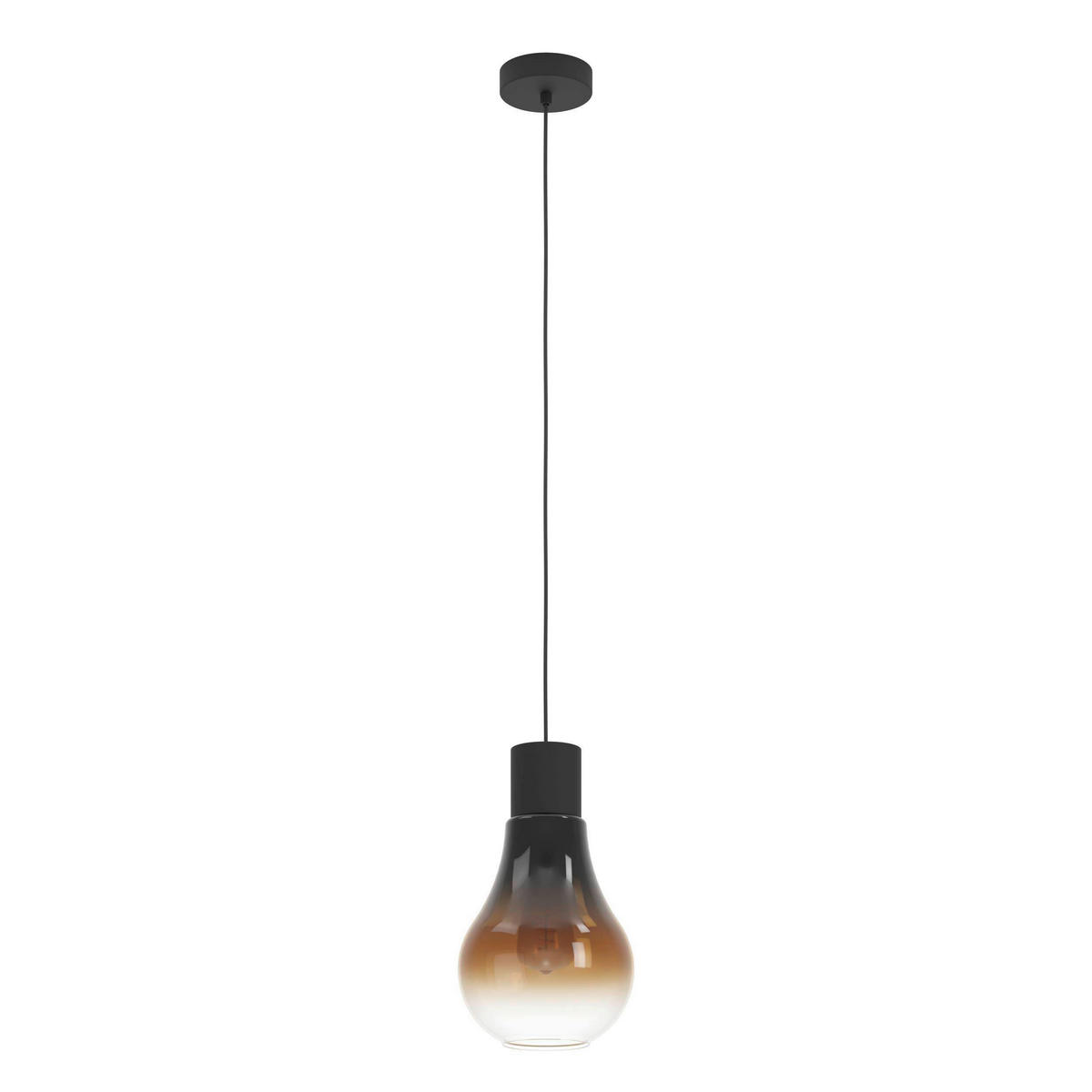 HÄNGELEUCHTE 20/110 cm   - Schwarz/Braun, KONVENTIONELL, Glas/Metall (20/110cm) - Eglo