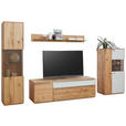 WOHNWAND  in Weiß, Eichefarben  330/204/50 cm  - Eichefarben/Silberfarben, Design, Glas/Holz (330/204/50cm) - Waldwelt