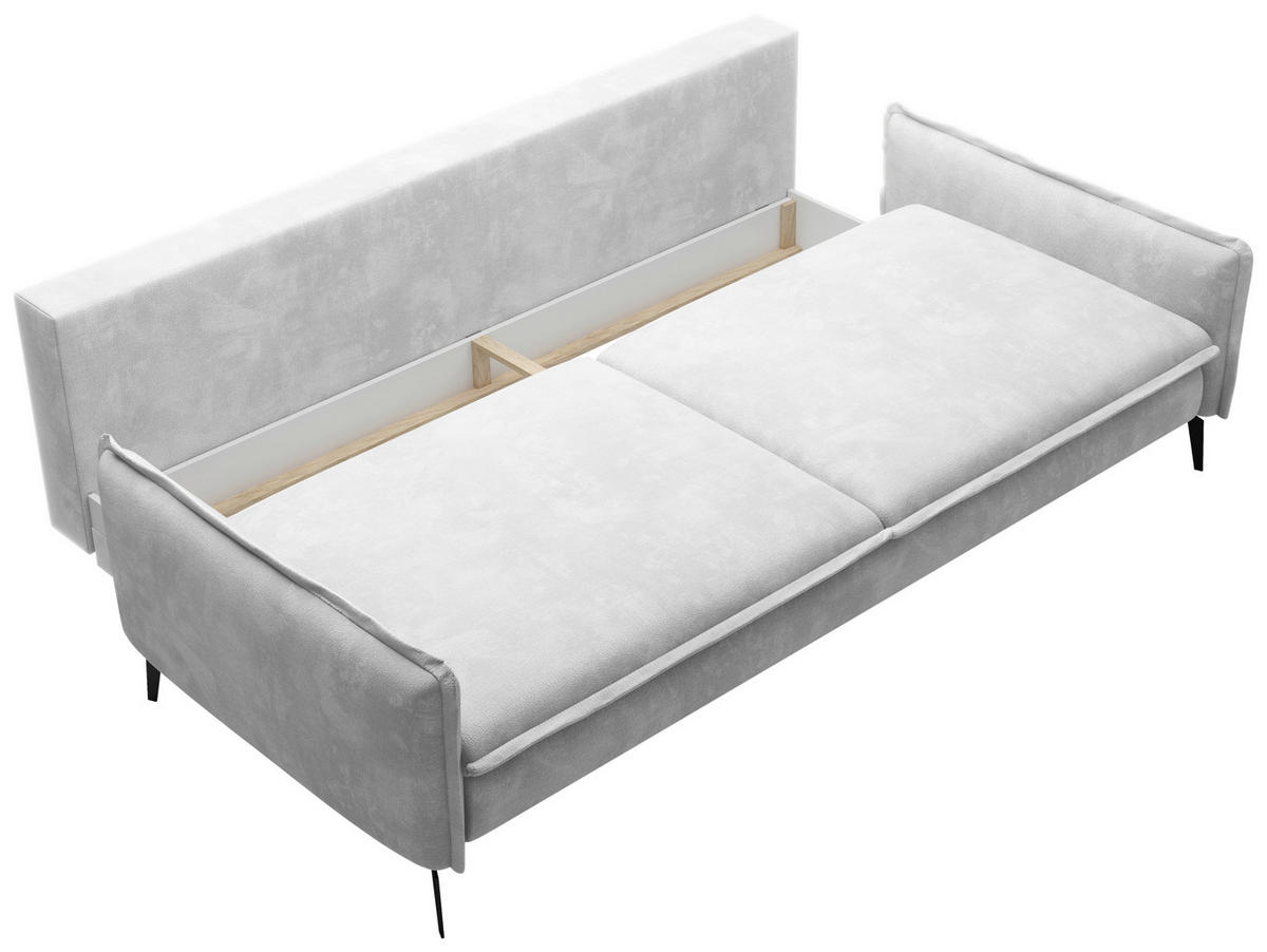 SCHLAFSOFA Chenille Hellgrau  - Hellgrau/Schwarz, KONVENTIONELL, Textil/Metall (223/89/107cm) - Carryhome