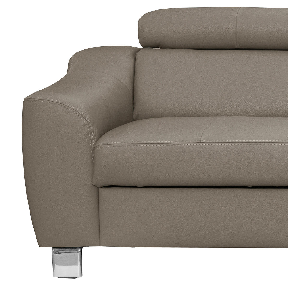 ECKSOFA in Lederlook Echtleder Taupe  - Taupe/Chromfarben, Design, Leder/Textil (245/208cm) - Livetastic