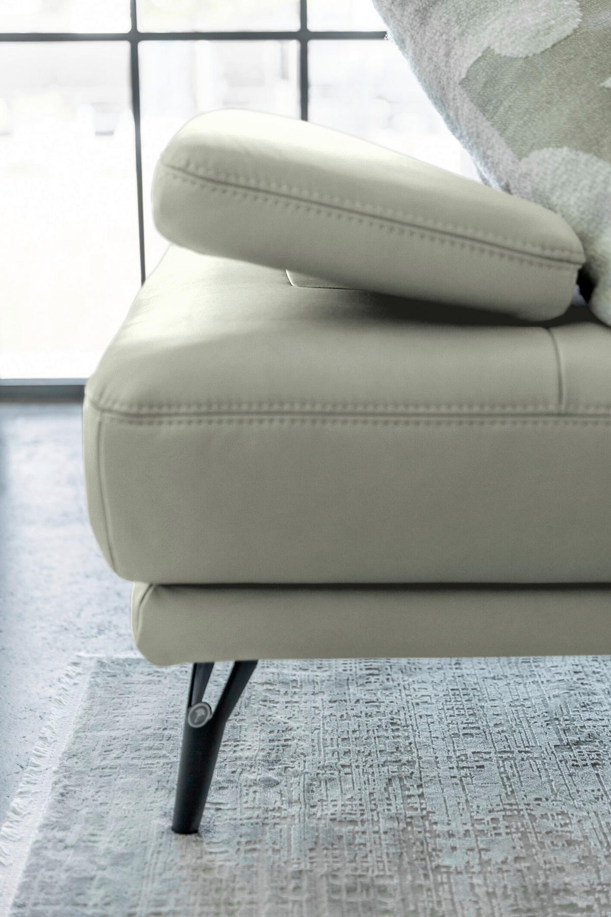 ECKSOFA Echtleder Silberfarben  - Silberfarben/Schwarz, Konventionell, Leder/Metall (180/301cm) - Joop!
