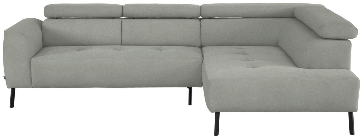 ECKSOFA in Chenille Alabasterfarben  280/205 cm  - Alabasterfarben/Schwarz, Design, Textil/Metall (280/205cm) - Xora