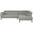 ECKSOFA in Chenille Alabasterfarben  280/205 cm  - Alabasterfarben/Schwarz, Design, Textil/Metall (280/205cm) - Xora