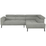 ECKSOFA in Chenille Alabasterfarben  280/205 cm  - Alabasterfarben/Schwarz, Design, Textil/Metall (280/205cm) - Xora