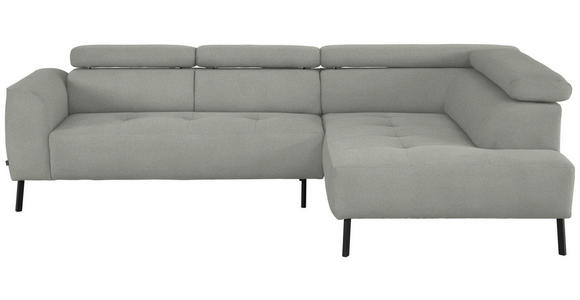 ECKSOFA in Chenille Alabasterfarben 280/205 cm - Alabasterfarben/Schwarz, Design, Textil/Metall (280/205cm) - Xora