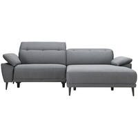 ECKSOFA in Leinenoptik Hellgrau  - Hellgrau/Schwarz, Design, Textil/Metall (262/172cm) - MID.YOU