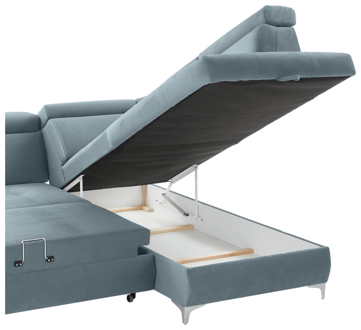 ECKSOFA in Mikrofaser Hellblau  - Chromfarben/Hellblau, Konventionell, Textil/Metall (271/206cm) - Carryhome