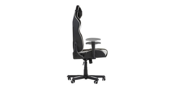 GAMINGSTUHL in Lederlook, Mikrofaser Schwarz, Weiß - Schwarz/Weiß, Design, Kunststoff/Textil (72/128-138/72cm) - Xora