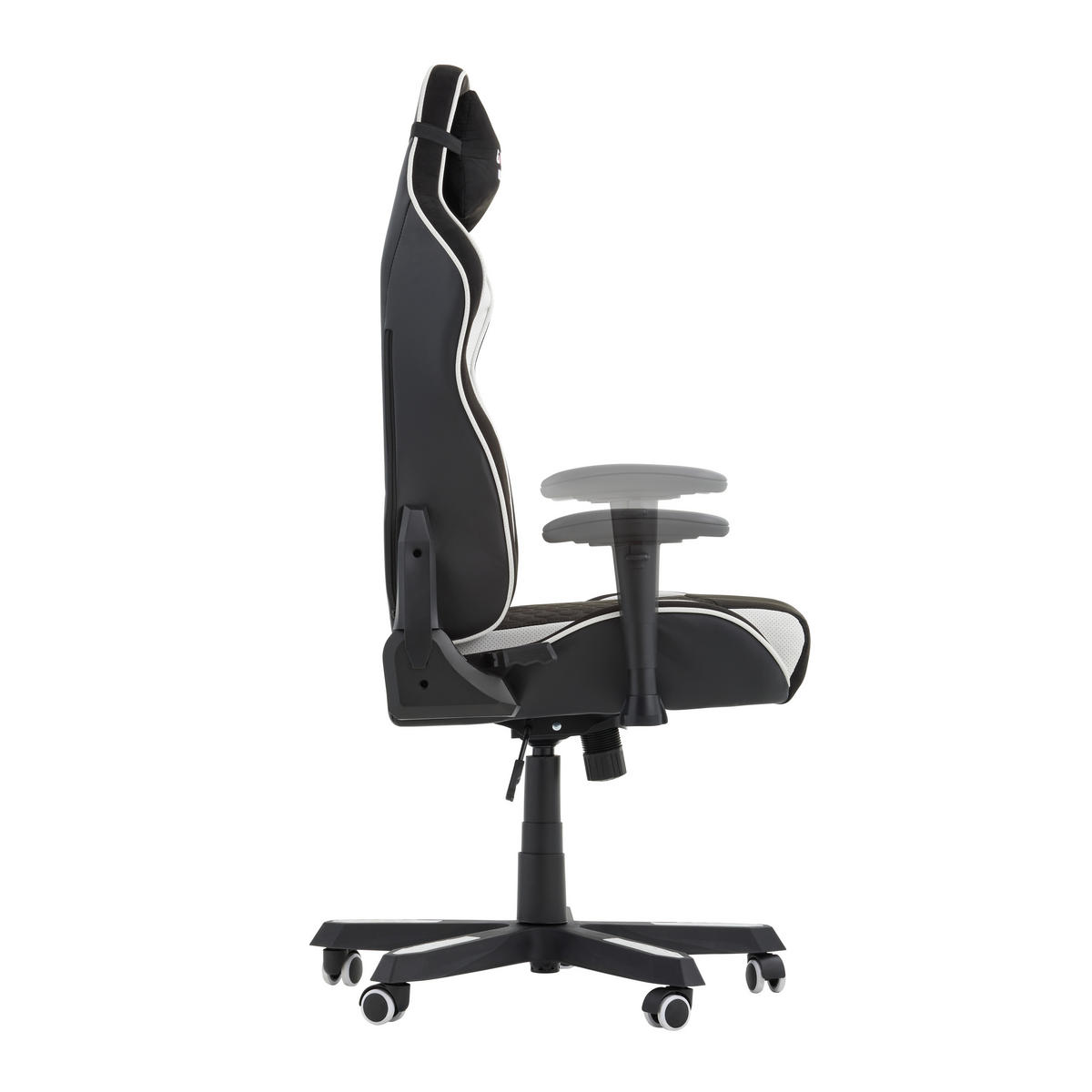 GAMER SZÉK  bőrhatású textil, mikroszál fekete, fehér  - fekete/fehér, Design, műanyag/textil (72/128-138/72cm) - Xora