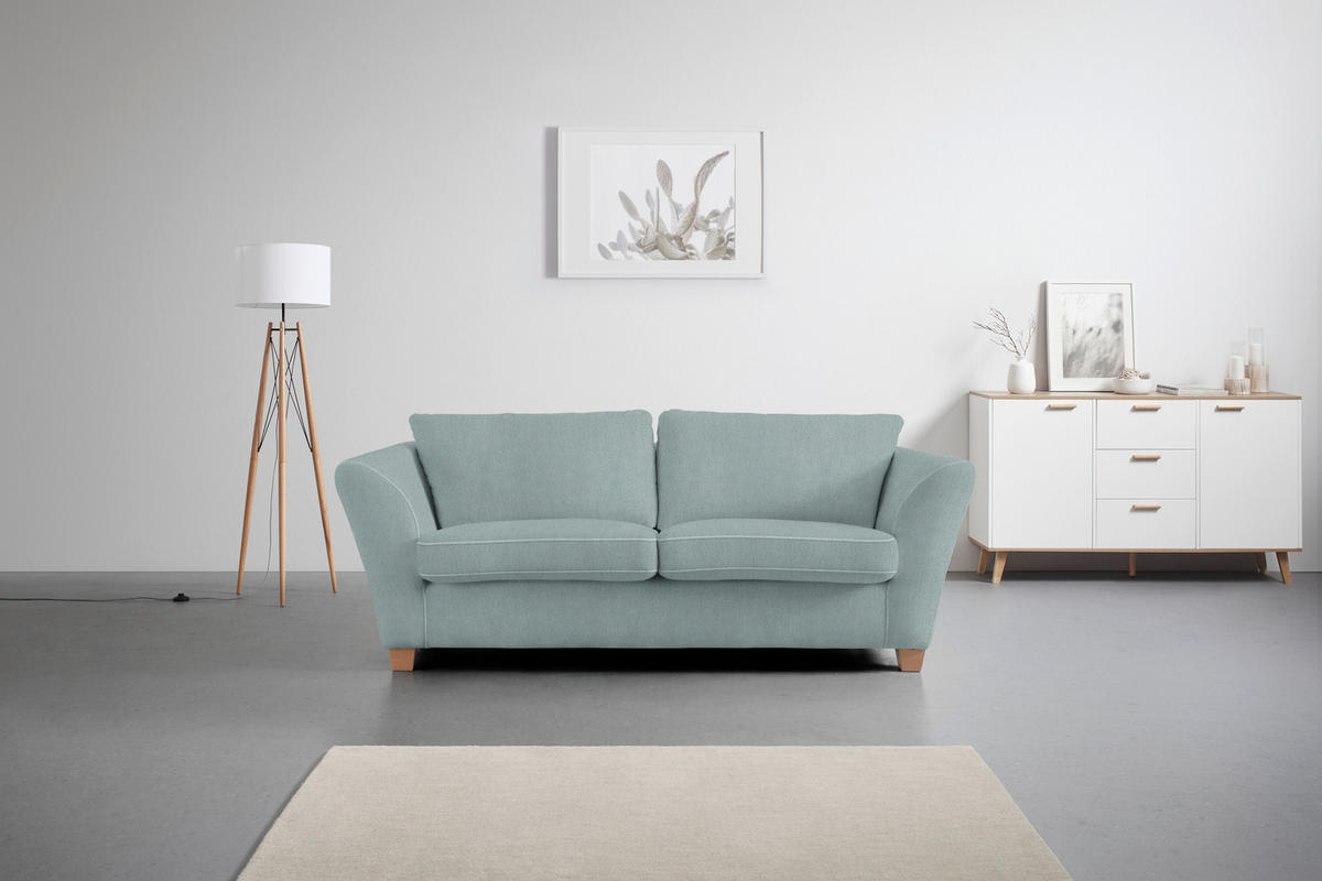 3-SITS SOFFA i chenille petrol  - petrol/naturfärgad, trä/textil (216/70-85/95cm) - MID.YOU
