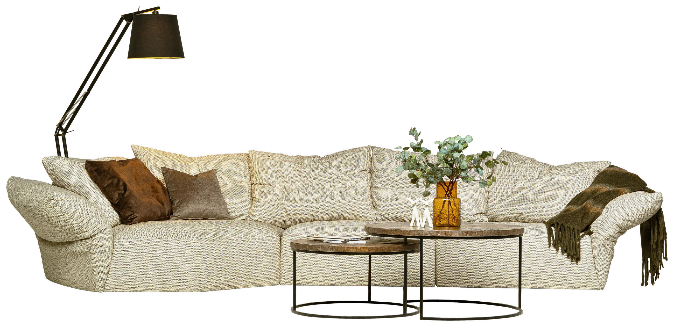 SOFFA i textilväv beige  - beige, Klassisk, metall/trä (420/95/125/185cm) - Novel