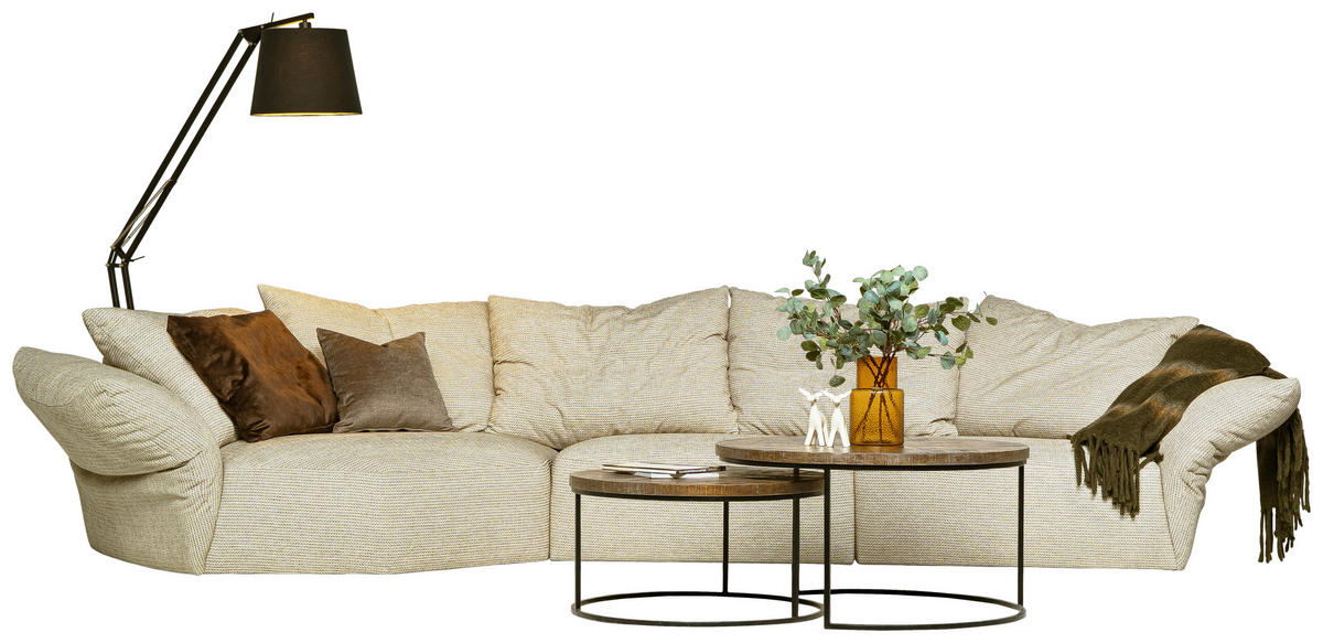 SOFFA i textilväv beige  - beige, Klassisk, metall/trä (420/95/125/185cm) - Novel
