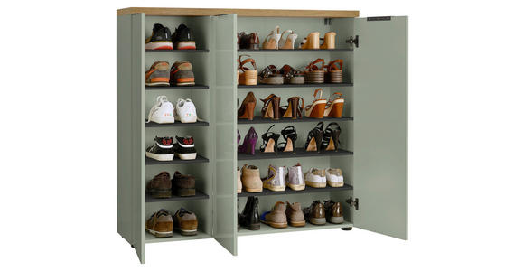 SCHUHSCHRANK 120/115/34 cm - Eichefarben/Schwarz, Design, Holzwerkstoff/Kunststoff (120/115/34cm) - Xora
