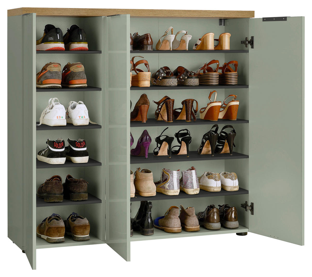 SCHUHSCHRANK Idea  in 120/115/34 cm  - Eichefarben/Schwarz, Design, Holzwerkstoff/Kunststoff (120/115/34cm) - Xora