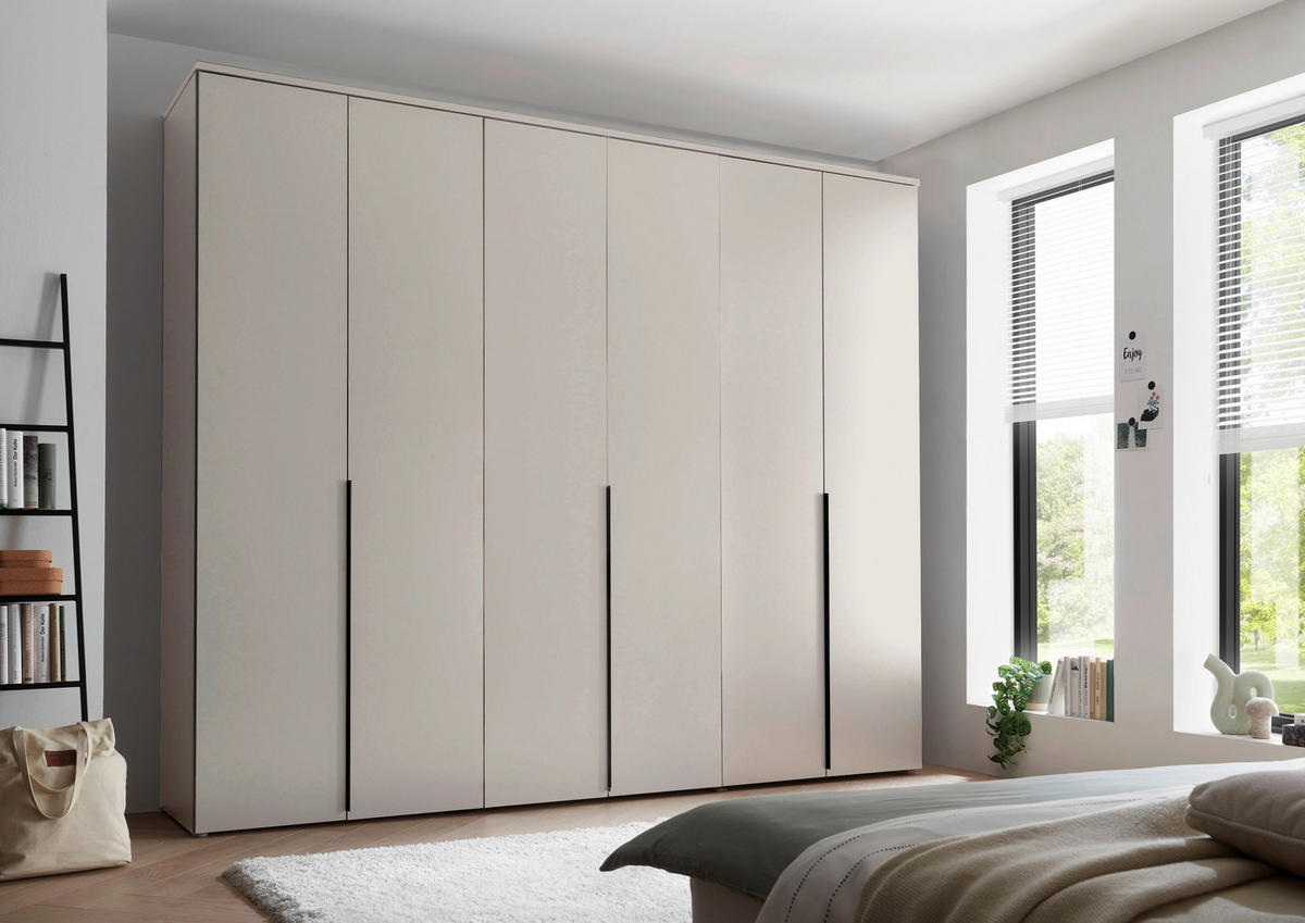 DREHTÜRENSCHRANK 270/225/52 cm,  in Kaschmir, 6-türig  - Kaschmir/Schwarz, MODERN, Holzwerkstoff/Kunststoff (270/225/52cm) - MID.YOU