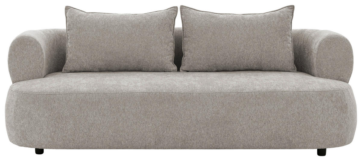 3-SITZER-SOFA Chenille Hellgrau  - Hellgrau/Schwarz, Design, Kunststoff/Textil (200/76/96cm) - Livetastic