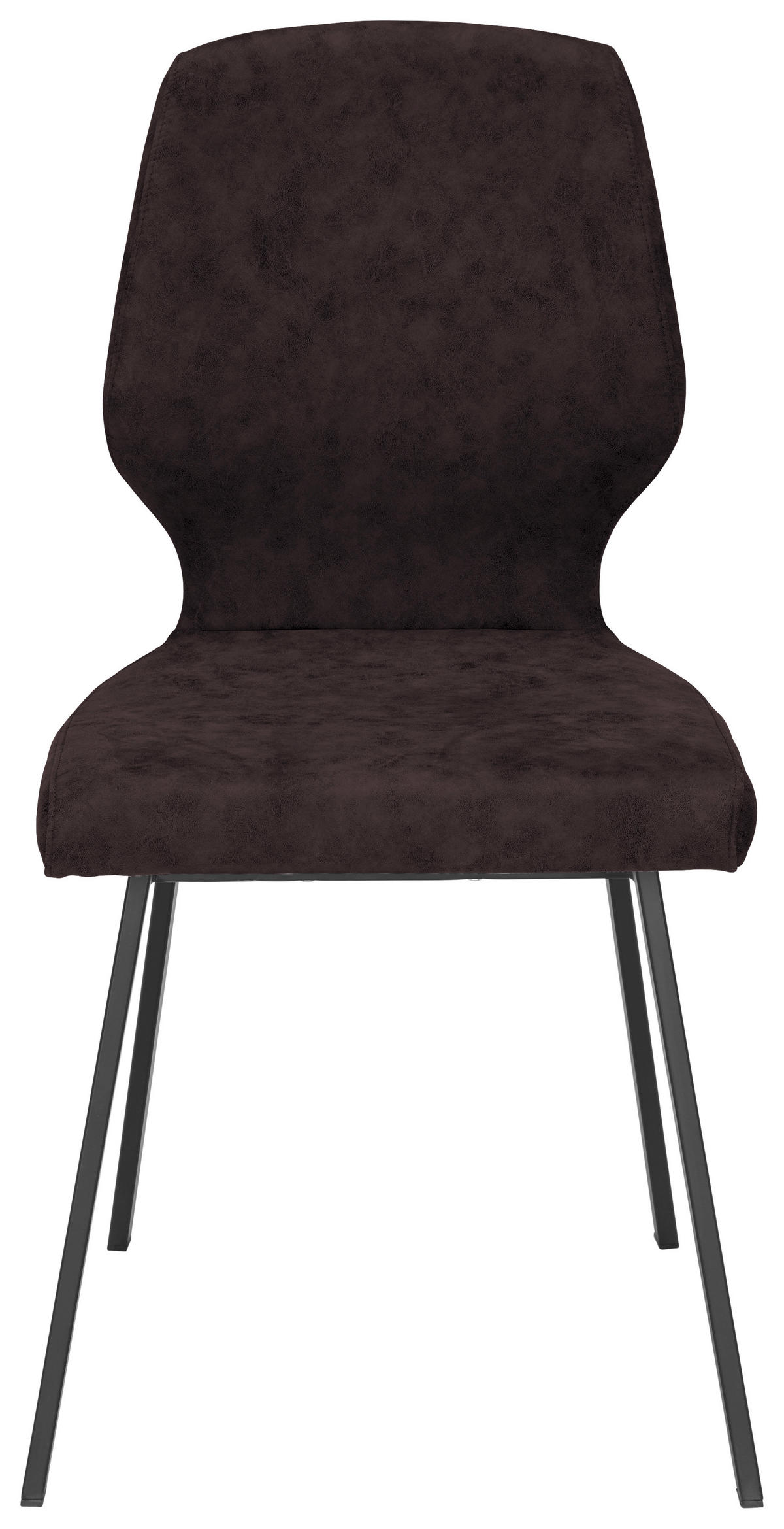 STUHL  in Eisen Mikrofaser Metall, Textil  - Dunkelbraun/Schwarz, MODERN, Textil/Metall (46/91/61cm) - Venda