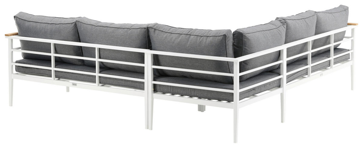 LOUNGEGARNITUR 233/233 cm Teakholz Aluminium  - Weiß, KONVENTIONELL, Holz/Metall (233/233cm) - Gardenson