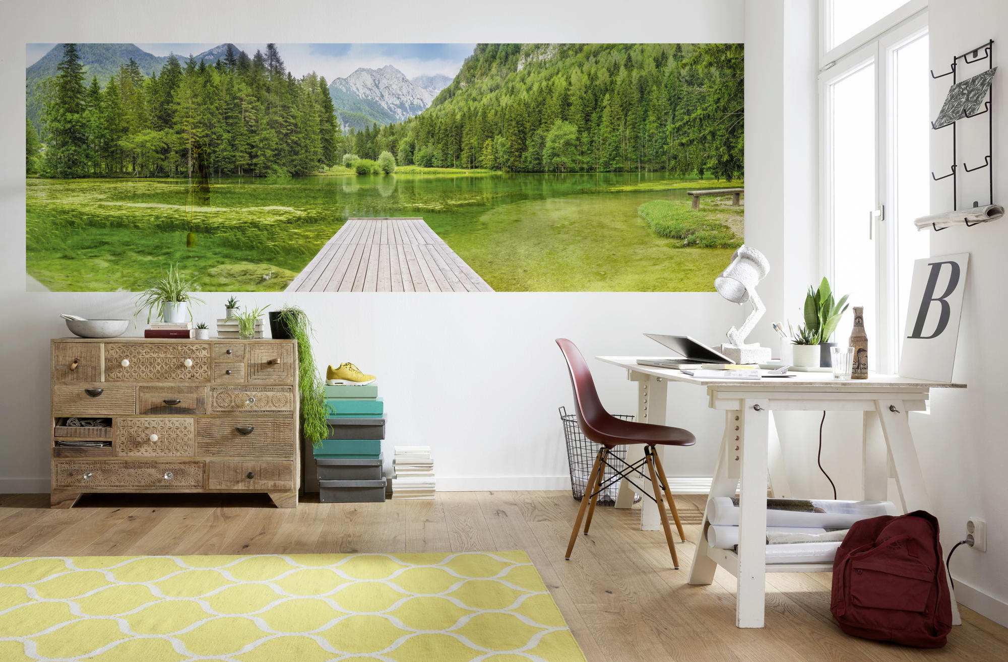 FOTOTAPETE  - Grün, Natur, Papier (368/127cm) - Komar