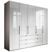 KLEIDERSCHRANK 250/236/58 cm 5-türig Grau, Weiß  - Schieferfarben/Weiß, KONVENTIONELL, Glas/Holzwerkstoff (250/236/58cm) - Novel