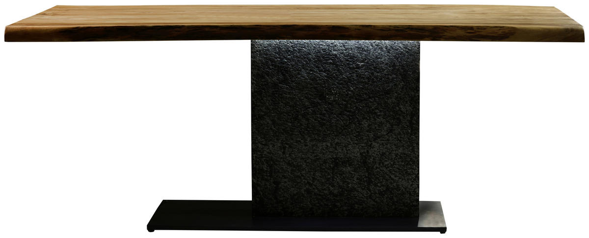 ESSTISCH in Holz, Metall, Stein 200/100/76 cm  - Schieferfarben/Schwarz, Design, Holz/Stein (200/100/76cm) - Landscape