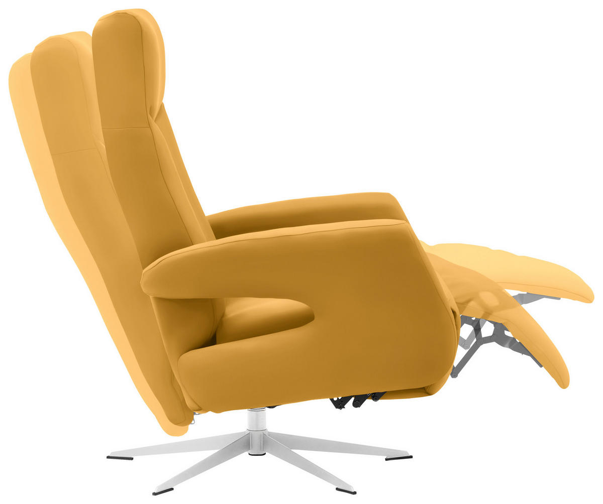 RELAXSESSEL in Leder Gelb  - Chromfarben/Gelb, Design, Leder/Metall (74/105/82cm) - Welnova