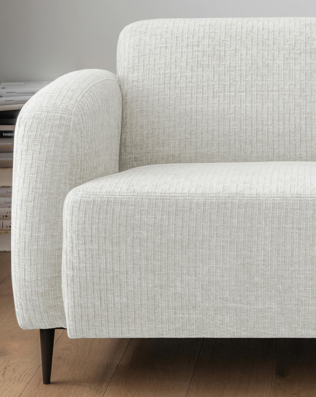 3-SITZER-SOFA Mikrofaser Weiß  - Schwarz/Weiß, MODERN, Textil/Metall (180/76/90cm) - Livetastic