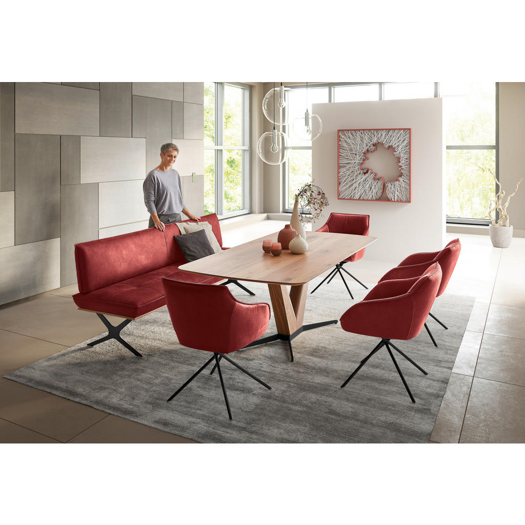 Thumbnail - Koinor Sitzbank, Rot, Schwarz, Holz, Metall, Leder, Echtleder, Büffelleder, Nussbaum, furniert, 3-Sitzer, 214x88x66 cm, ...