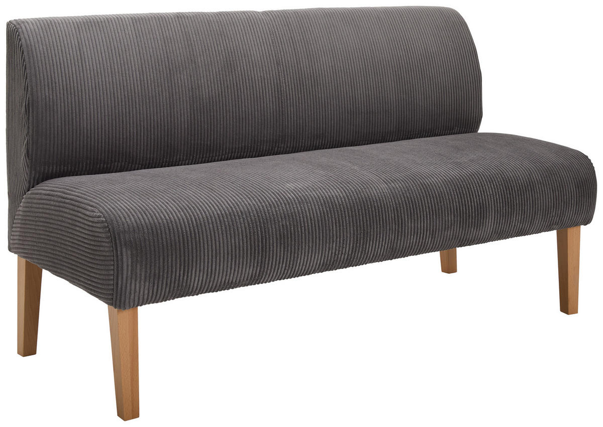 SITZBANK 163/88/75 cm  in Anthrazit  - Anthrazit/Buchefarben, KONVENTIONELL, Holz/Textil (163/88/75cm) - home24