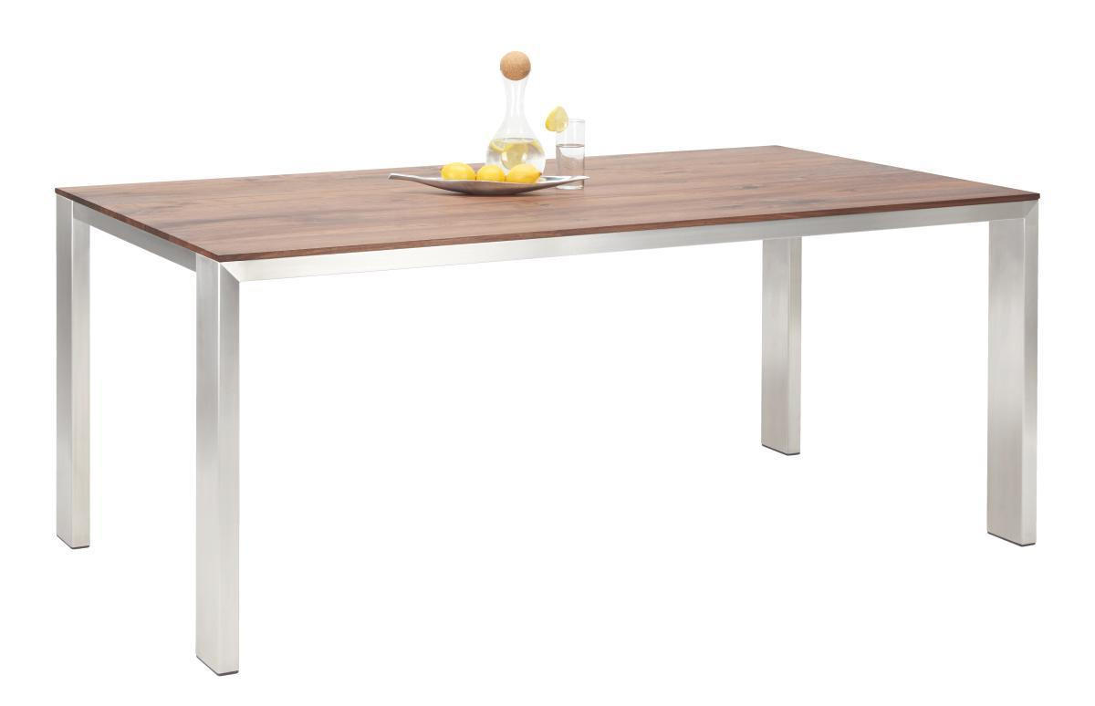 ESSTISCH in Holz, Metall 220/100/77 cm  - Edelstahlfarben/Nussbaumfarben, Design, Holz/Metall (220/100/77cm) - Bert Plantagie