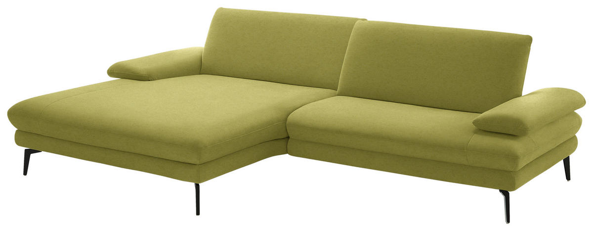 ECKSOFA Chenille, Flachgewebe Hellgrün  - Schwarz/Hellgrün, Design, Textil/Metall (180/284cm) - Dieter Knoll