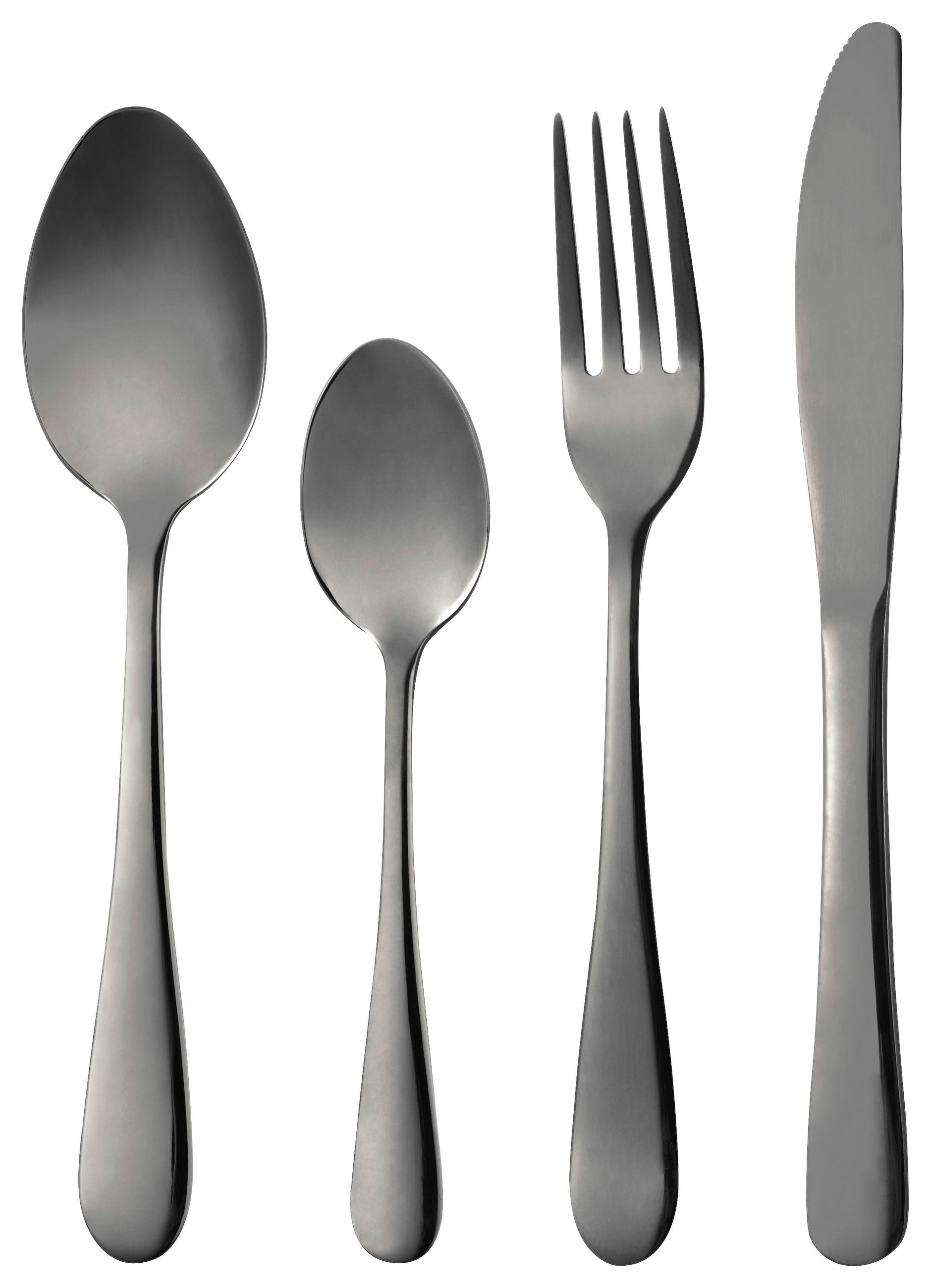 BESTECKSET 24-teilig Edelstahl  - Schwarz, Basics, Metall