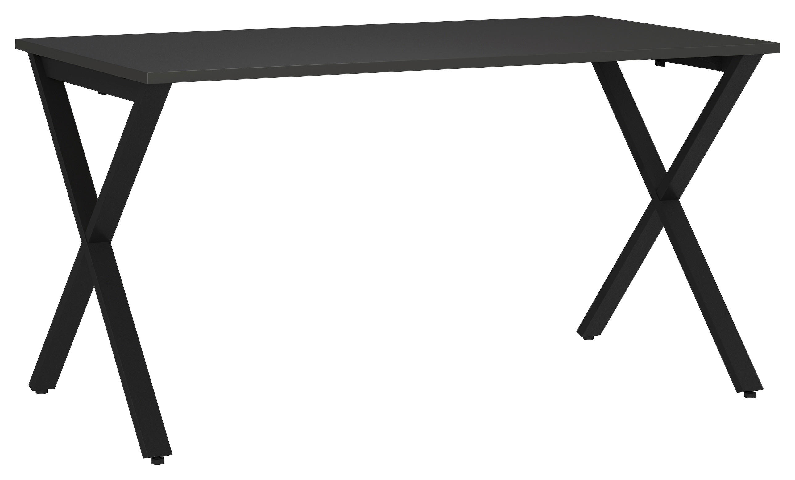 SCHREIBTISCH 140/80/75 cm Graphitfarben, Schwarz in verschiedenen Holz-Dekoren erhältlich, justierbare Füße  - Graphitfarben/Schwarz, MODERN, Holzwerkstoff/Metall (140/80/75cm) - Novel