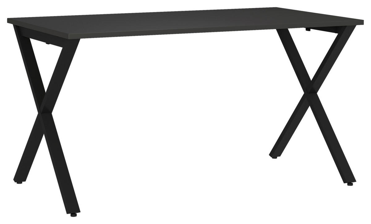 SCHREIBTISCH 140/80/75 cm Graphitfarben, Schwarz in verschiedenen Holz-Dekoren erhältlich, justierbare Füße  - Graphitfarben/Schwarz, MODERN, Holzwerkstoff/Metall (140/80/75cm) - Novel