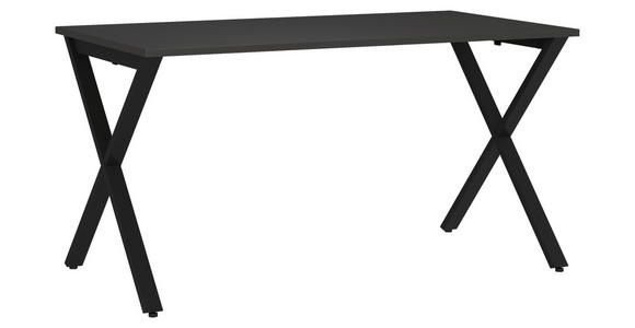 SCHREIBTISCH 140/80/75 cm, Graphitfarben, Schwarz, in verschiedenen Holz-Dekoren erhältlich, justierbare Füße  - Graphitfarben/Schwarz, MODERN, Holzwerkstoff/Metall (140/80/75cm) - Novel