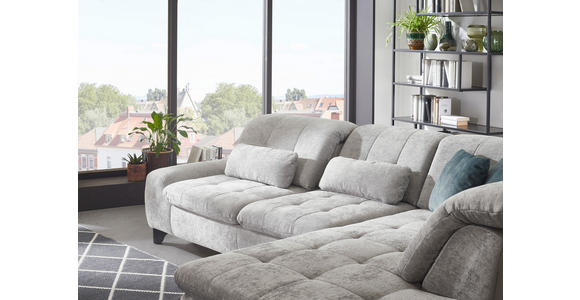 ECKSOFA in Chenille Blau, Grau  - Blau/Schwarz, KONVENTIONELL, Textil/Metall (281/200cm) - Carryhome