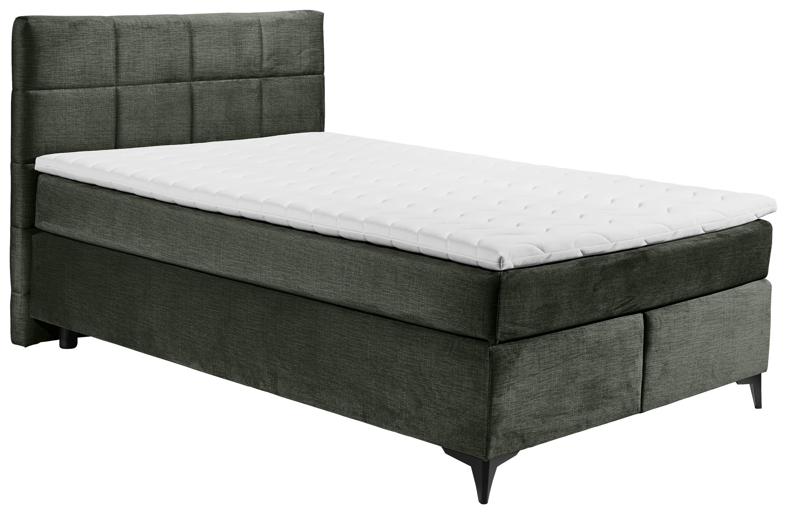 BOXSPRINGBETT 140/200 cm  in Dunkelgrün  - Dunkelgrün/Schwarz, Design, Holzwerkstoff/Kunststoff (140/200cm) - Xora