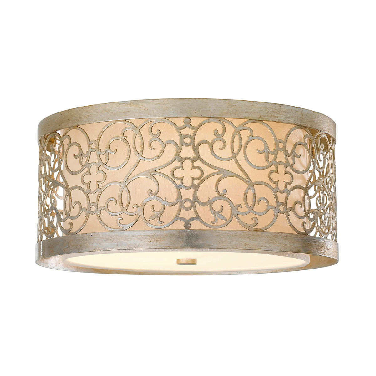 STROPNA SVETILKA Arabesque 37.5/37.5/17.1 cm   - barve šampanjca/srebrne barve, Trendi, kovina/steklo (37.5/37.5/17.1cm) - Elstead Lighting