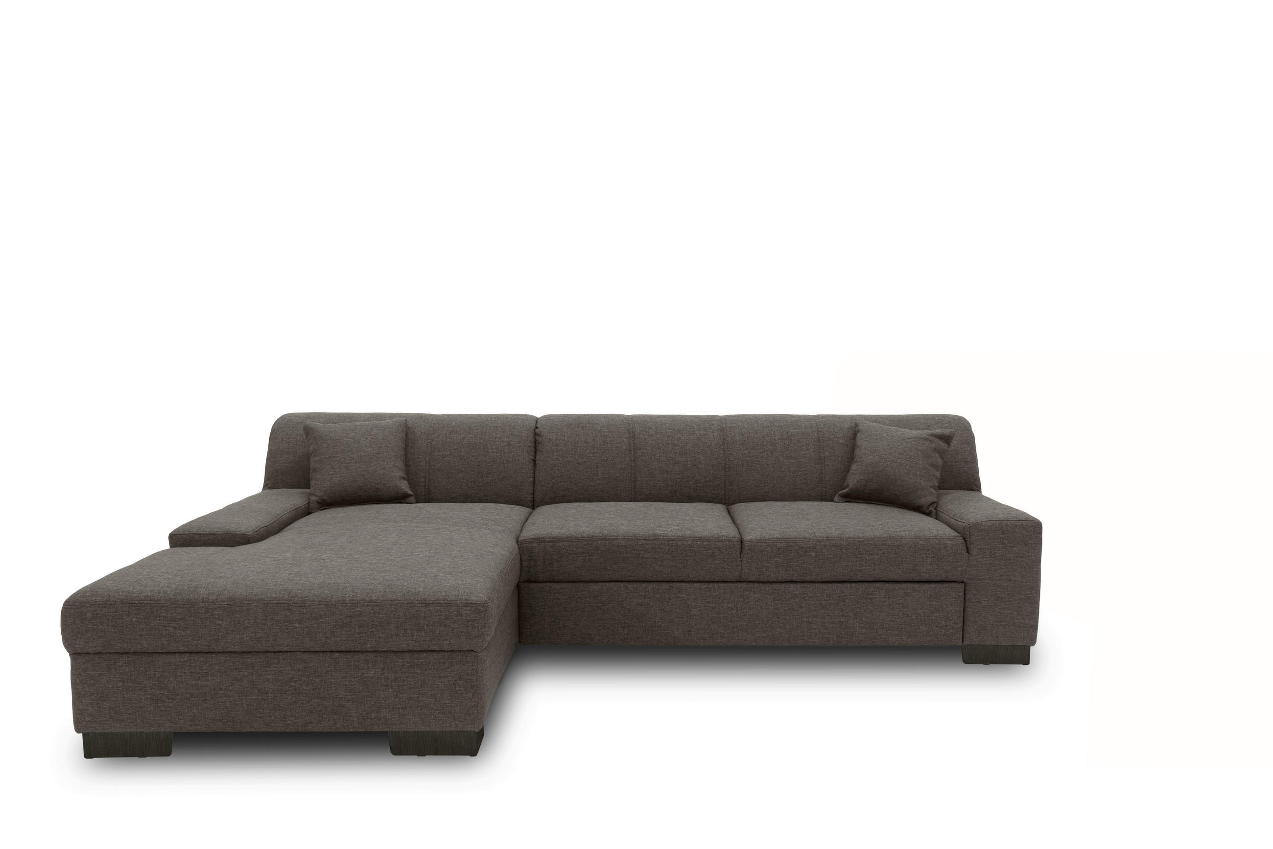ECKSOFA Grau Webstoff  - Wengefarben/Grau, Design, Holz/Textil (153/268cm) - MID.YOU