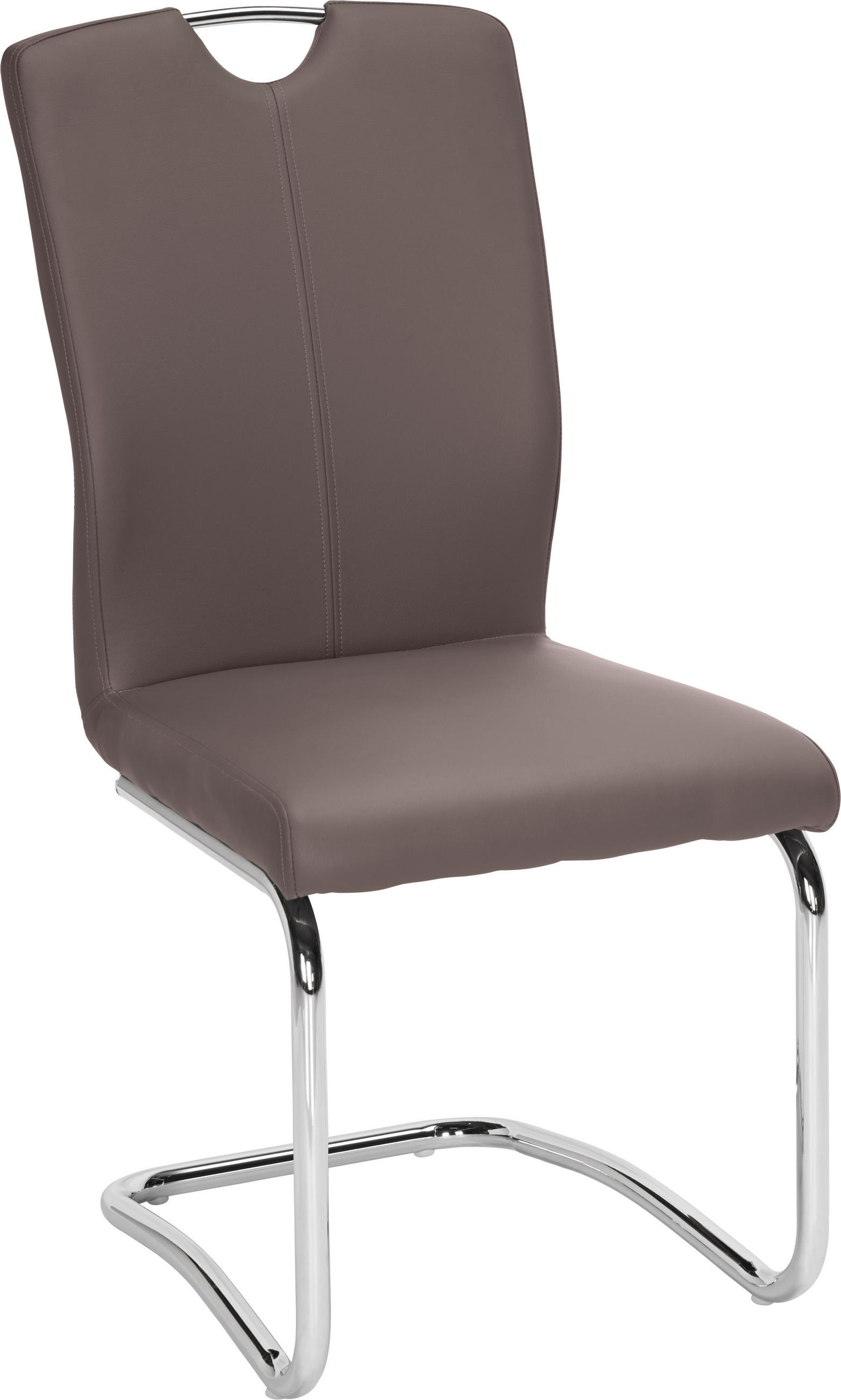 Schwingstuhl in Metall, Textil Braun, Chromfarben