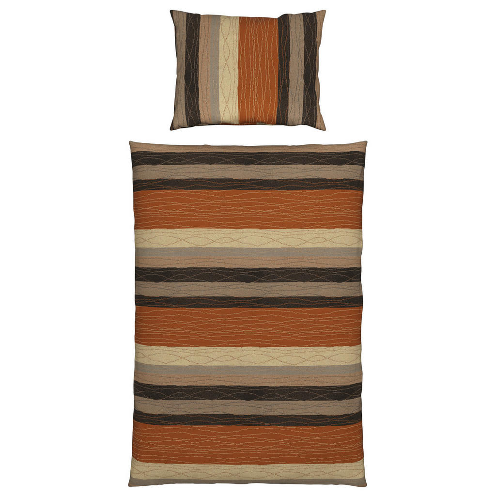 Renforcé Bettwäsche 140x200 cm Petra Orange Streifen