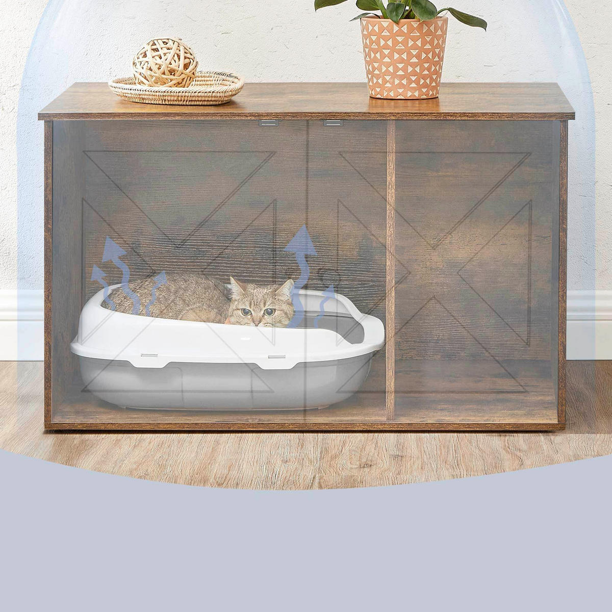 KATZENTOILETTE - Dunkelbraun, Trend, Holzwerkstoff (80/50/53cm) - Boxxx