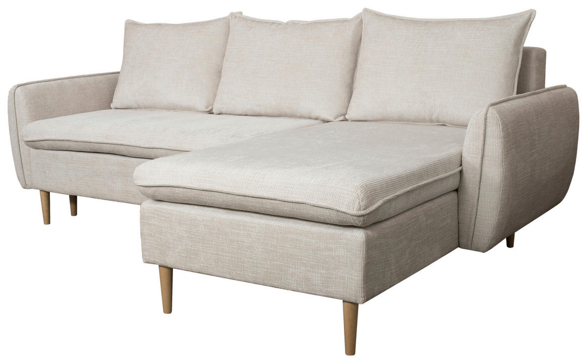 ECKSOFA in Chenille Perlmutt  - Buchefarben/Perlmutt, Konventionell, Holz/Textil (244/163cm) - Carryhome