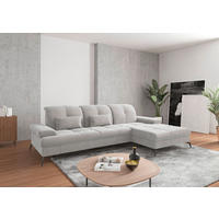 ECKSOFA in Flachgewebe Silberfarben  279/185 cm  - Silberfarben/Schwarz, KONVENTIONELL, Textil/Metall (279/185cm) - Sit & More