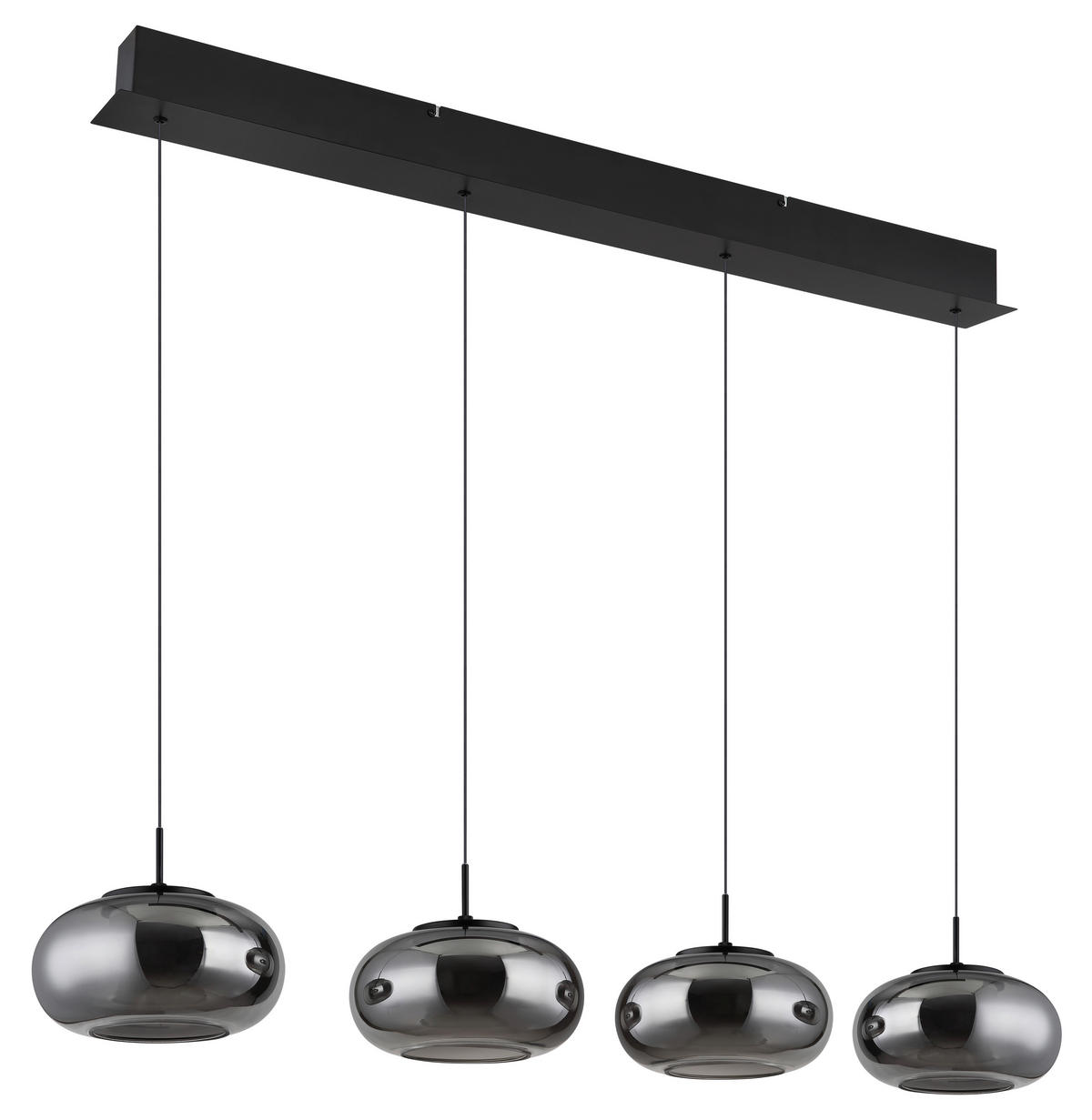 SUSPENSION LED 110/20/150 cm    - Schwarz, Design, Glas/Metall (110/20/150cm) - Globo