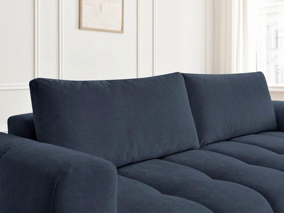 SCHLAFSOFA FUJI Leinenoptik Dunkelblau  inkl.  - Schwarz/Dunkelblau, MODERN, Kunststoff/Textil (251/113/88cm)