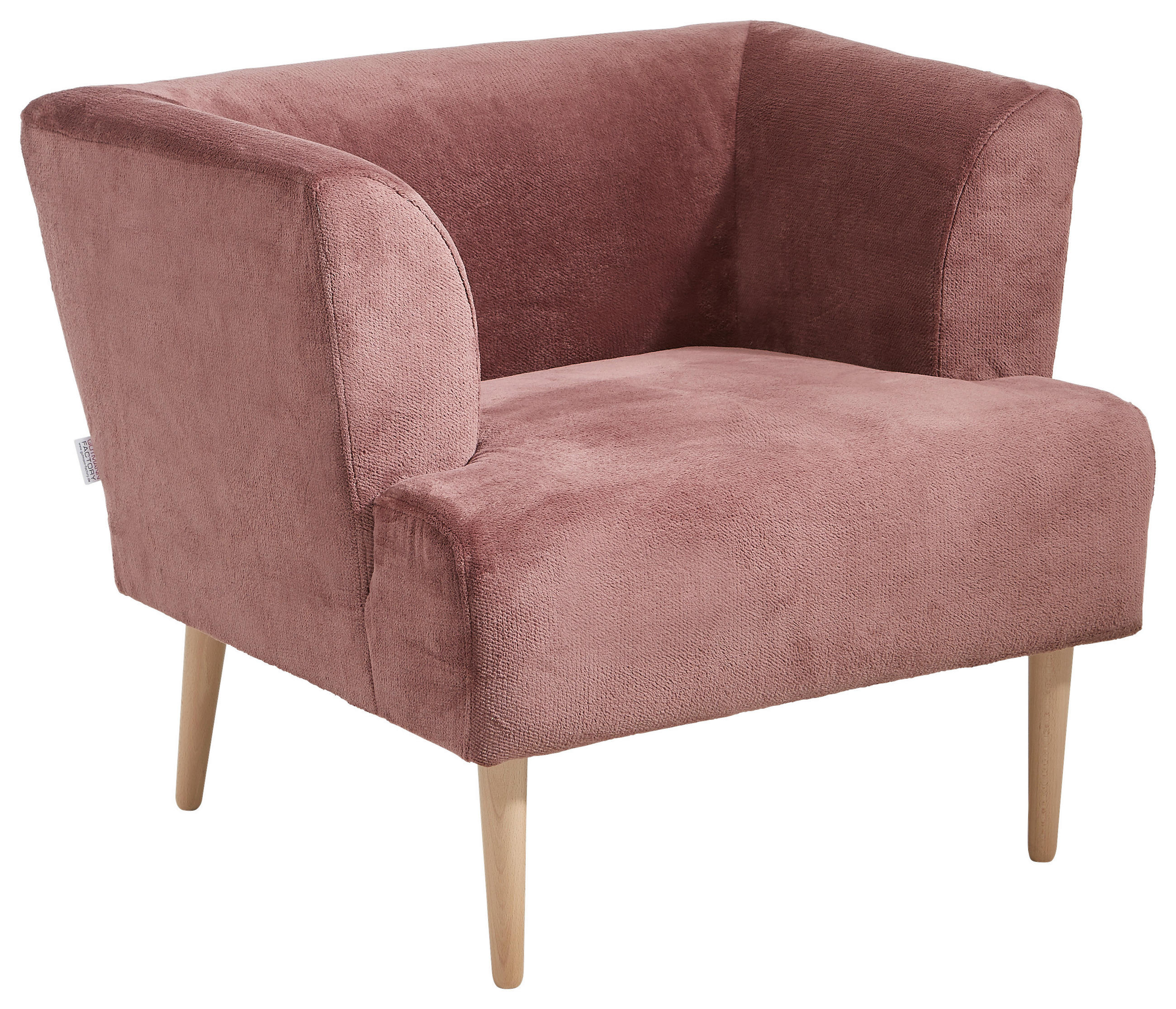 SESSEL in Plüsch Rosa  - Buchefarben/Rosa, Design, Holz/Textil (85/71/80cm) - Hom`in