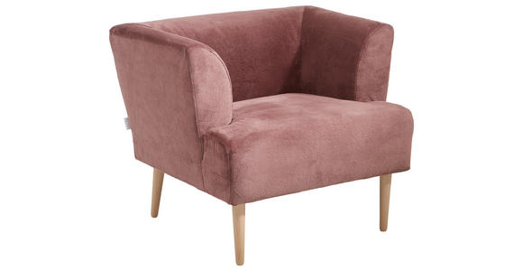 SESSEL in Plüsch Rosa  - Buchefarben/Rosa, Design, Holz/Textil (85/71/80cm) - Hom`in