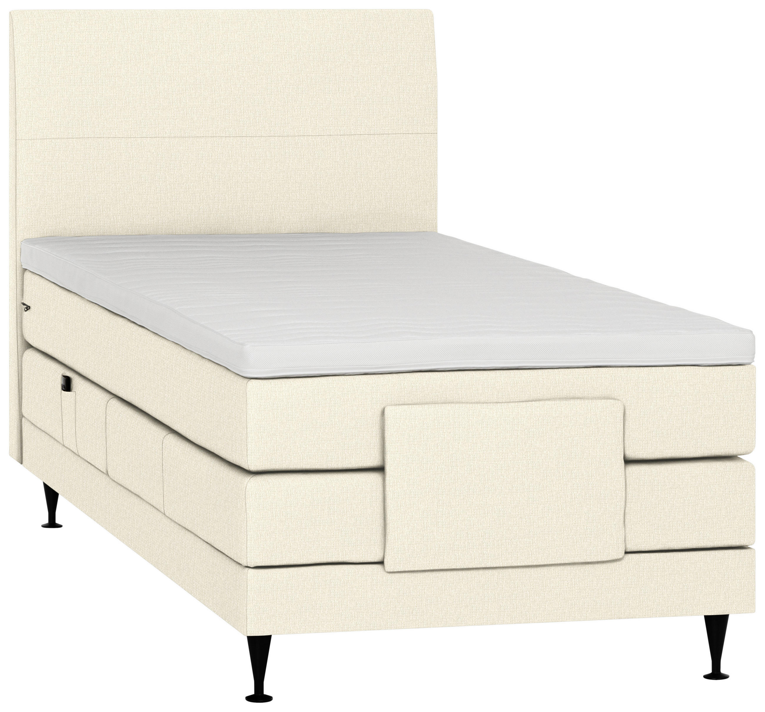 BOXSPRINGBETT 100/200 cm  in Creme  - Creme/Schwarz, KONVENTIONELL, Holzwerkstoff/Textil (100/200cm) - Welnova